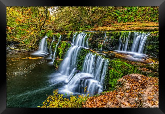 Sgwd y Pannwr Waterfall, Brecon Beacons Four Falls Trail Framed Print by David Ross