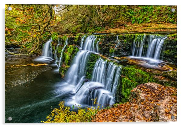 Sgwd y Pannwr Waterfall, Brecon Beacons Four Falls Trail Acrylic by David Ross