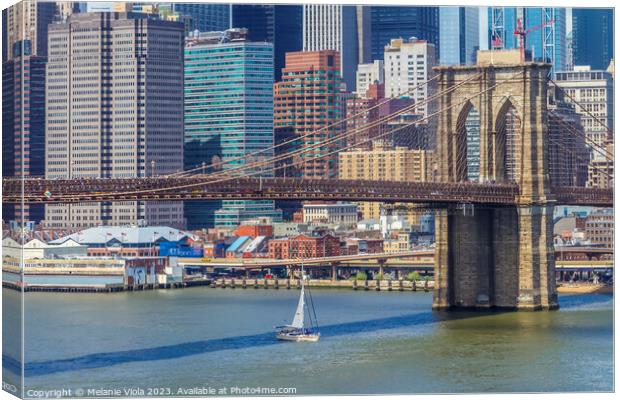 NEW YORK CITY Brooklyn Bridge & Manhattan Skyline Canvas Print by Melanie Viola
