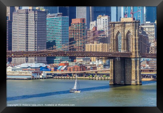 NEW YORK CITY Brooklyn Bridge & Manhattan Skyline Framed Print by Melanie Viola