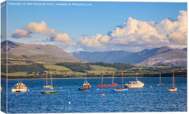 Snowdonia from Beaumaris Anglesey Canvas Print by Pearl Bucknall