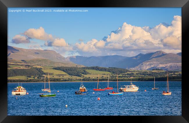Snowdonia from Beaumaris Anglesey Framed Print by Pearl Bucknall