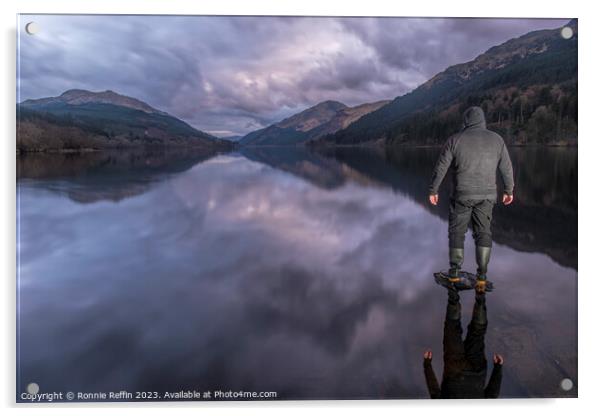 Admiring The Loch Acrylic by Ronnie Reffin