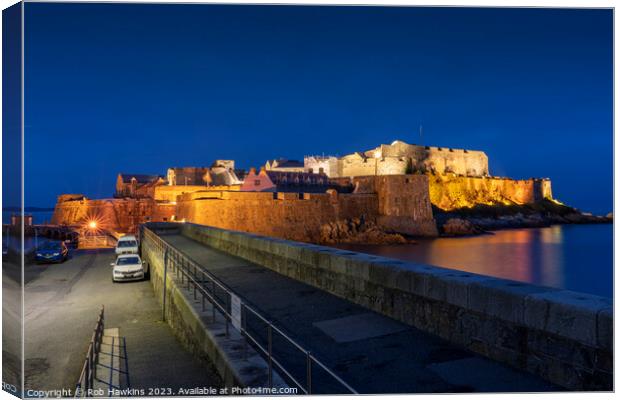 Castle Cornet by night  Canvas Print by Rob Hawkins