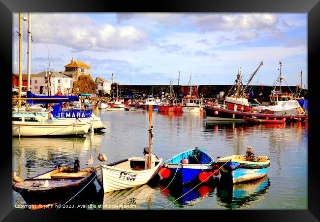 Mevagissy Cornish harbor. Framed Print by john hill