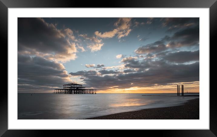 Brighton West Pier, nr Sunset Framed Mounted Print by Mark Jones