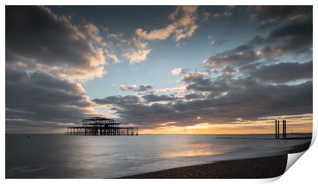 Brighton West Pier, nr Sunset Print by Mark Jones