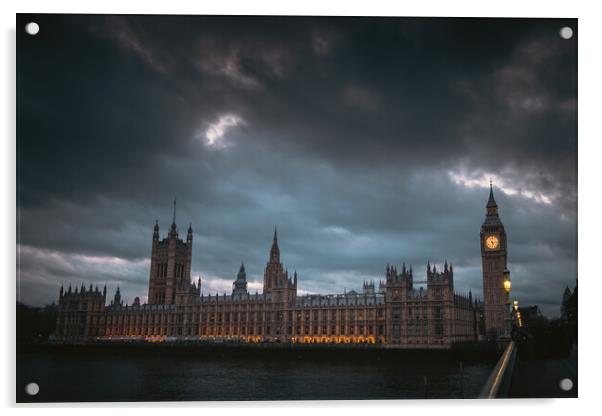 Houses of Parliament, Westminster Bridge, Twilight Acrylic by Mark Jones