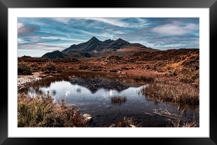 Pool reflecting mountain range in Skye Framed Mounted Print by Gary Wolecki