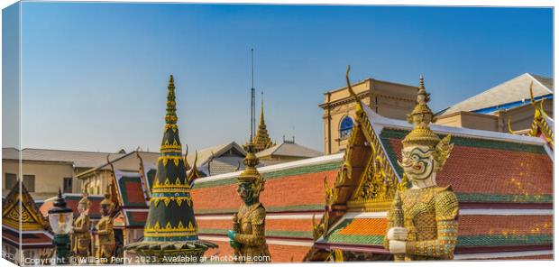 Colorful Guardians Grand Palace Bangkok Thailand Canvas Print by William Perry