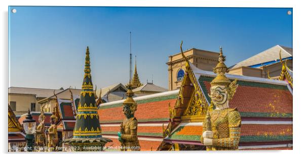 Colorful Guardians Grand Palace Bangkok Thailand Acrylic by William Perry