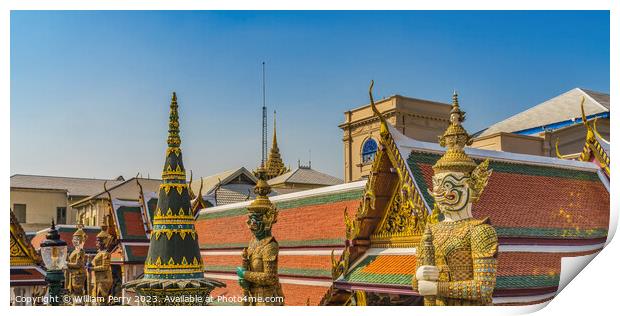 Colorful Guardians Grand Palace Bangkok Thailand Print by William Perry