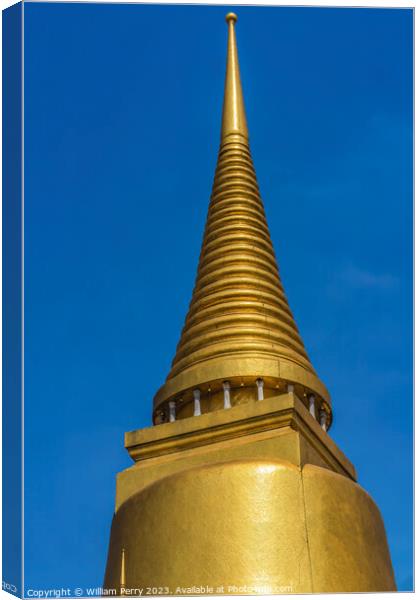Gold Pagoda Chedi Grand Palace Bangkok Thailand Canvas Print by William Perry