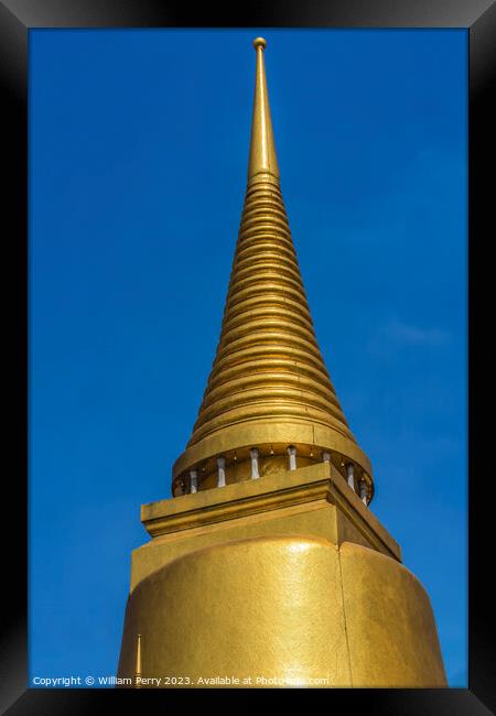 Gold Pagoda Chedi Grand Palace Bangkok Thailand Framed Print by William Perry