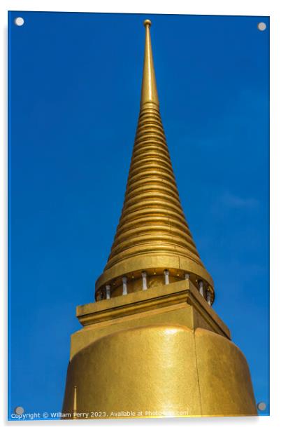 Gold Pagoda Chedi Grand Palace Bangkok Thailand Acrylic by William Perry