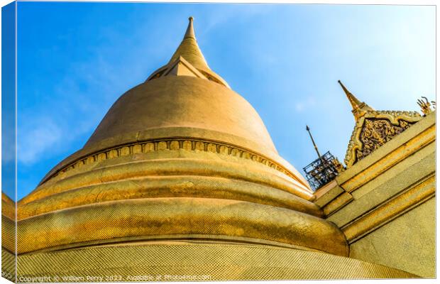 Gold Pagoda Phra Siratana Chedi Grand Palace Bangkok Thailand Canvas Print by William Perry