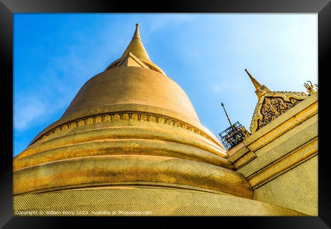 Gold Pagoda Phra Siratana Chedi Grand Palace Bangkok Thailand Framed Print by William Perry