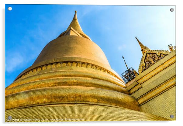 Gold Pagoda Phra Siratana Chedi Grand Palace Bangkok Thailand Acrylic by William Perry