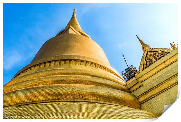 Gold Pagoda Phra Siratana Chedi Grand Palace Bangkok Thailand Print by William Perry