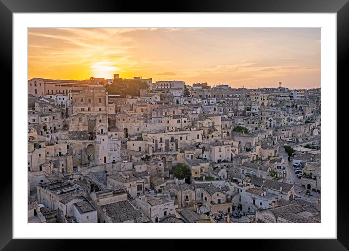 Sassi di Matera at Sunset Framed Mounted Print by Arterra 