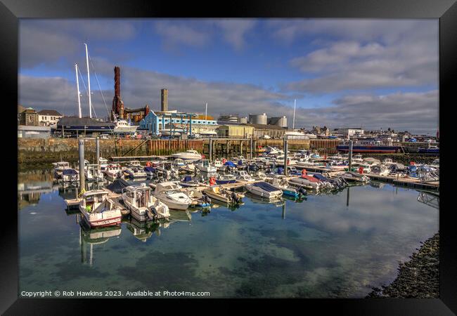 St Sampson Harbour  Framed Print by Rob Hawkins