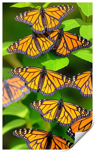 Vibrant Winged Pollinators Print by Roger Mechan