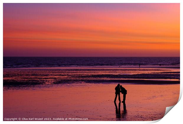 Sunset on Hastings Beach Print by Clive Karl Wuest