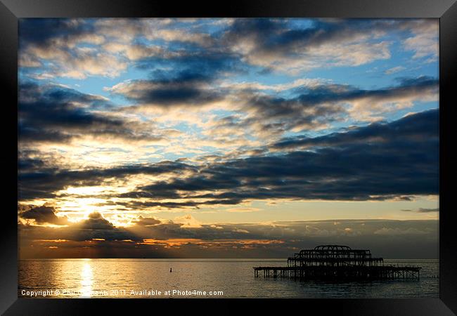 West Pier Sunset Framed Print by Phil Clements