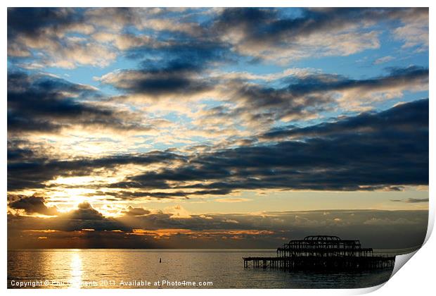 West Pier Sunset Print by Phil Clements