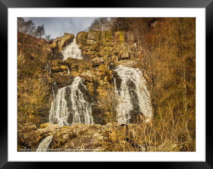 Rhiwargor Waterfall upper Framed Mounted Print by Alan Dunnett
