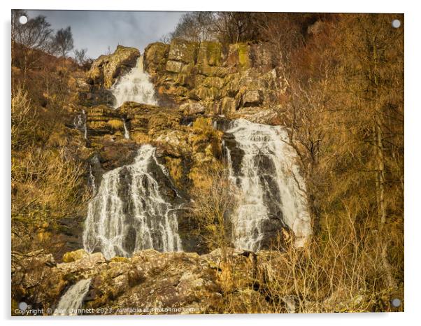 Rhiwargor Waterfall upper Acrylic by Alan Dunnett