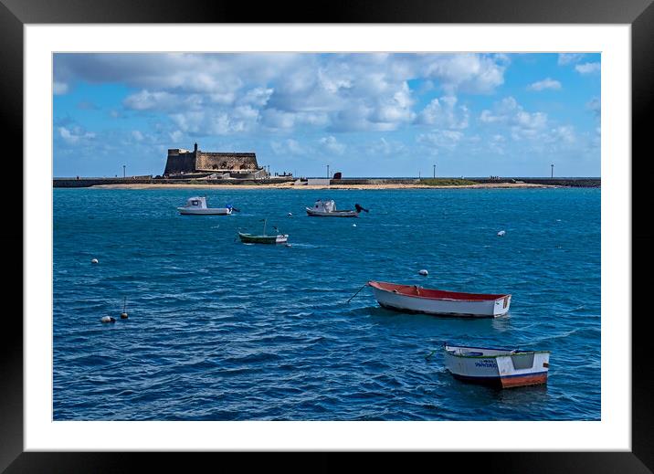 Boats on the sea in Arrecife  Framed Mounted Print by Joyce Storey