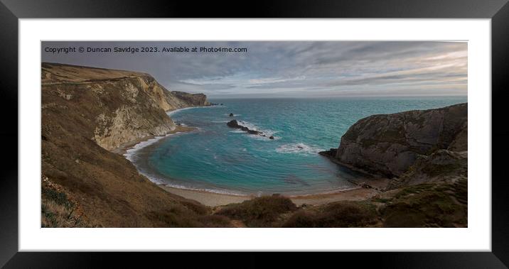 Man O'war beach Dorset panoramic  Framed Mounted Print by Duncan Savidge