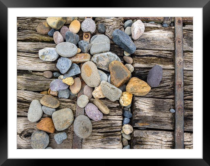 Newgale - Pebbles on the Boardwalk. Framed Mounted Print by Colin Allen