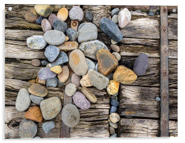 Newgale - Pebbles on the Boardwalk. Acrylic by Colin Allen
