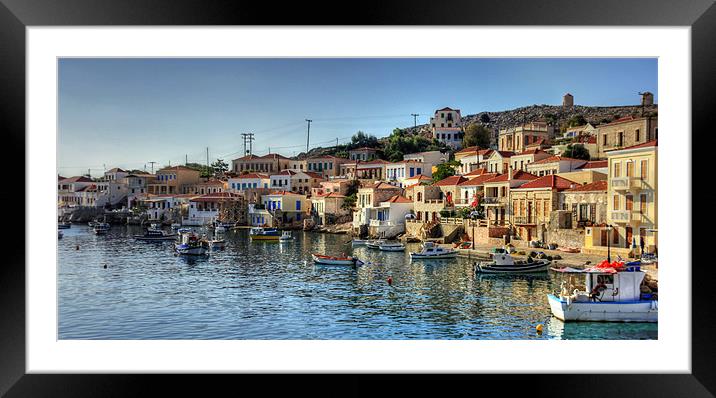 Chalki Harbour Panorama Framed Mounted Print by Tom Gomez