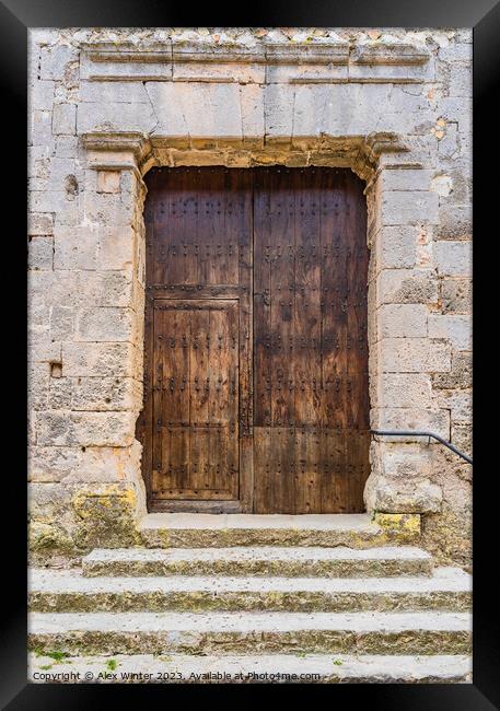 Ancient church door a window to the past Framed Print by Alex Winter