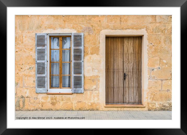 open window shutters of rustic house Framed Mounted Print by Alex Winter