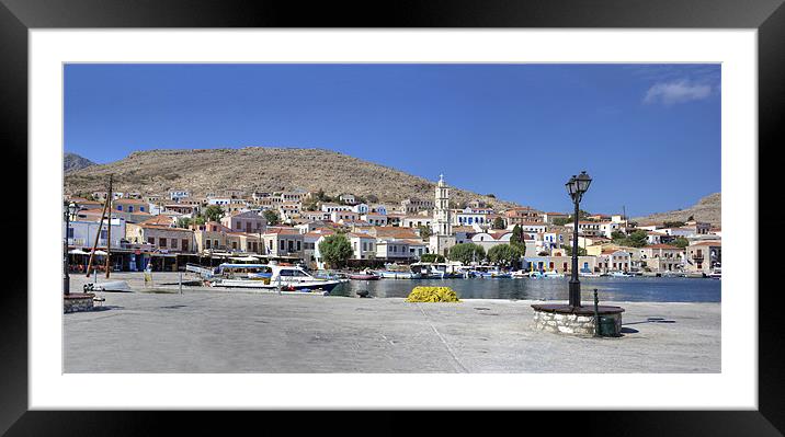 Halki Harbour Panorama Framed Mounted Print by Tom Gomez
