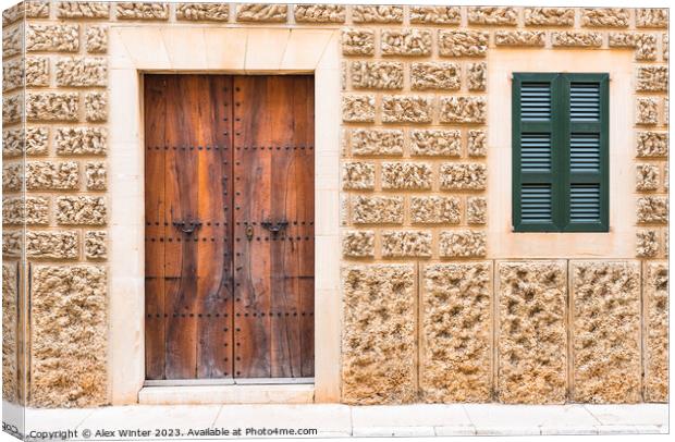 Mediterranean Charm Building doorwindows Canvas Print by Alex Winter