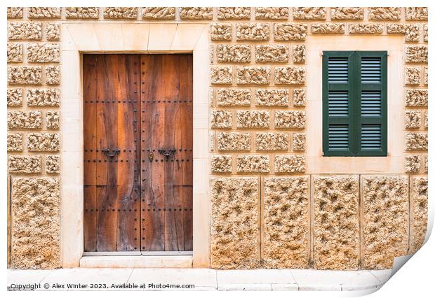 Mediterranean Charm Building doorwindows Print by Alex Winter