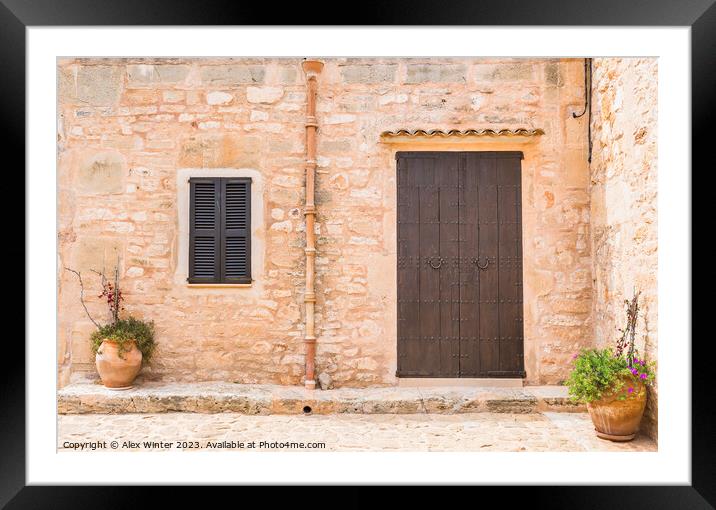 Front view of mediterranean stone house Framed Mounted Print by Alex Winter