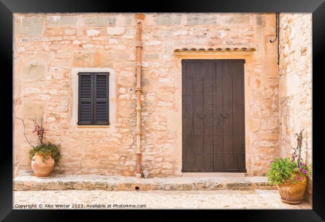 Front view of mediterranean stone house Framed Print by Alex Winter