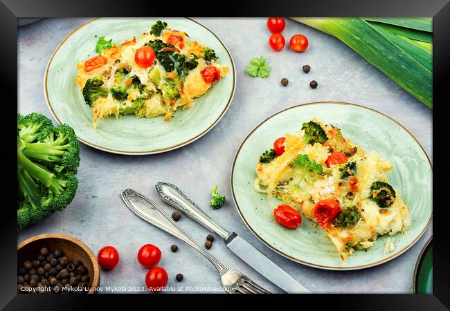 Potato Casserole with Broccoli and Tomatoes. Framed Print by Mykola Lunov Mykola