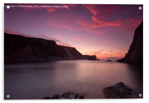 Man O'War Bay Sunrise, Dorset Acrylic by Derek Daniel