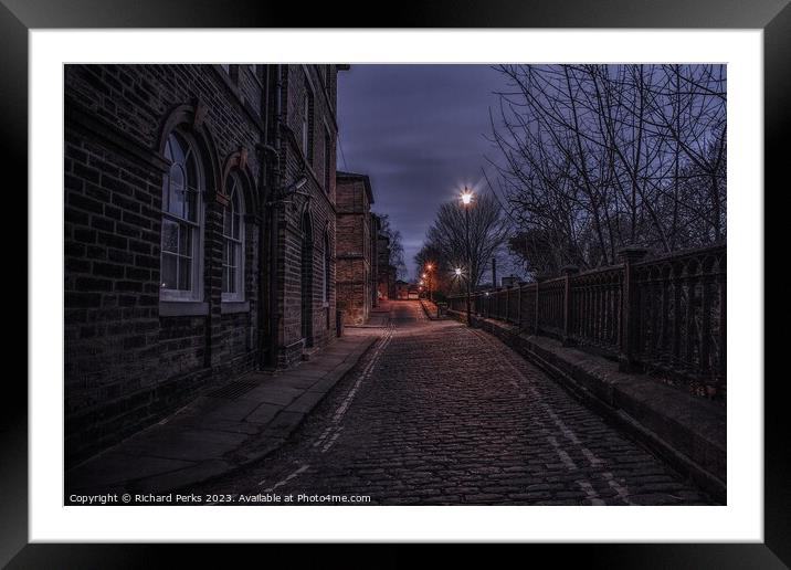 Saltaire Twilight Ambience Framed Mounted Print by Richard Perks