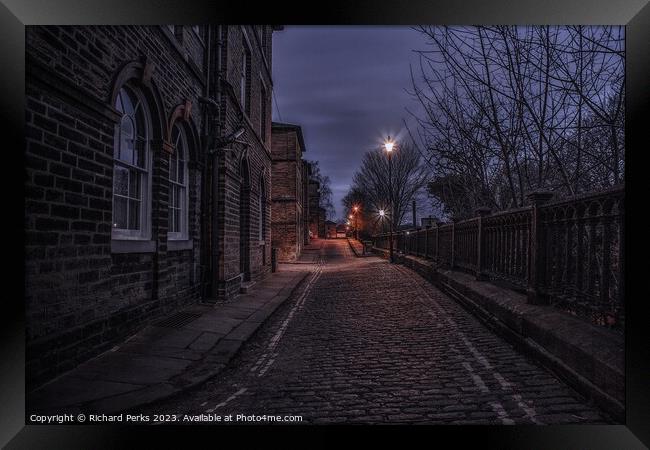 Saltaire Twilight Ambience Framed Print by Richard Perks