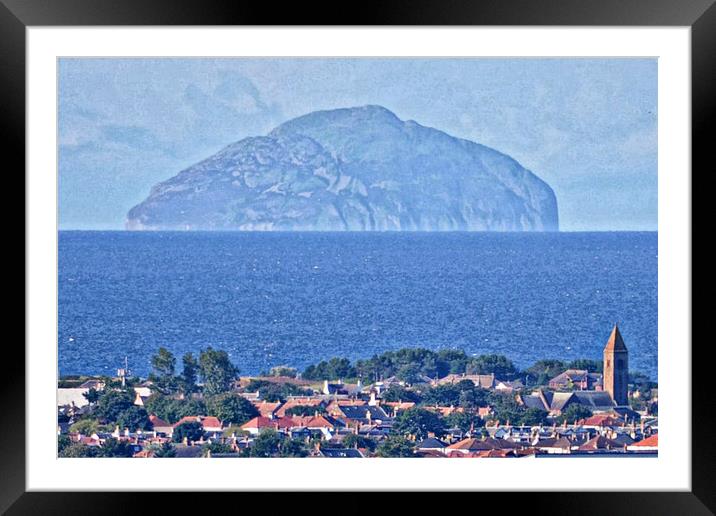 Prestwick church steeple and Ailsa Craig Framed Mounted Print by Allan Durward Photography