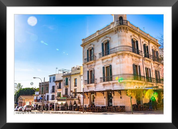 Palma de Majorca with view of Bar Cuba Framed Mounted Print by Alex Winter