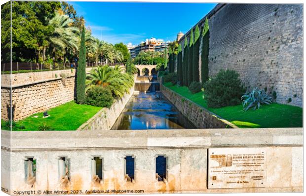 Historic canal in Palma de Majorca Canvas Print by Alex Winter
